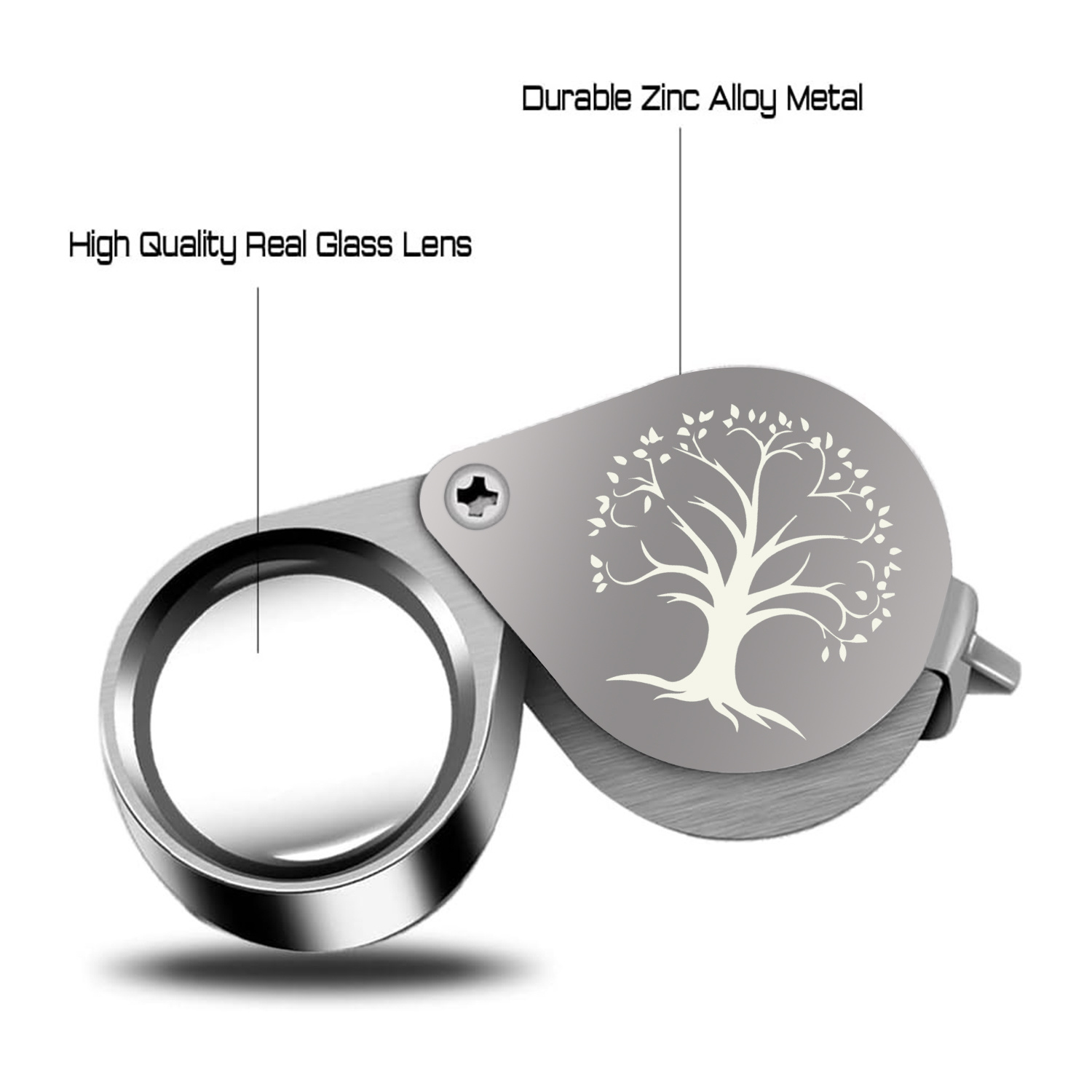 Pocket Jewellery Loupe with Tree Silhouette Design
